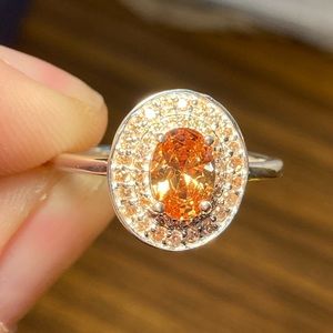 CZ Champagne Halo Ring in 925 Sz 7